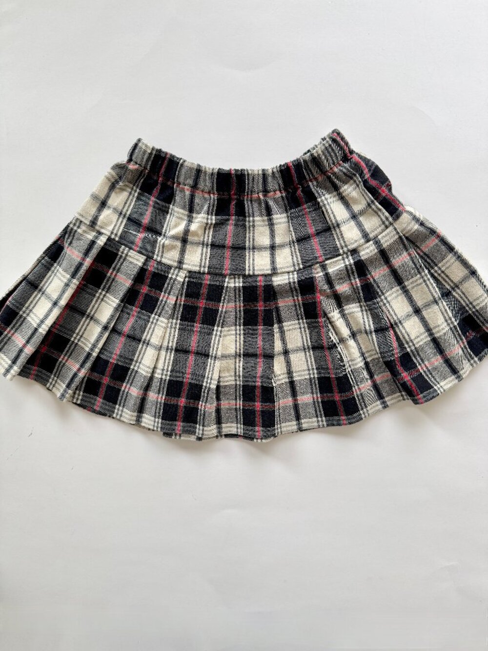 Zara Girls Plaid Pleated Skirt 2-3Y 98cm Black Gray Red